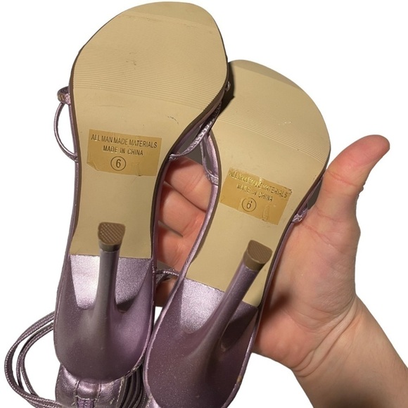 Metallic Purple Strappy Stiletto Heels - Picture 4 of 6